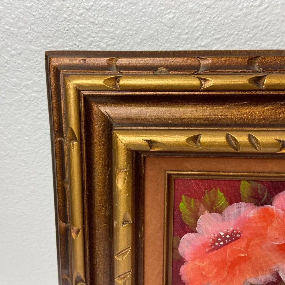Vintage Original  Painting  Artist Wooden Frame Gold Patina